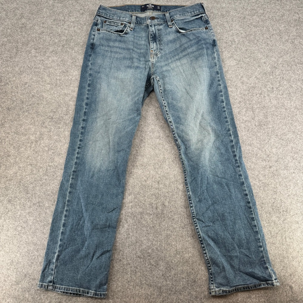 Hollister Jeans Mens 31x30 Straight Epic Flex Blue Medium Wash Stretch EUC